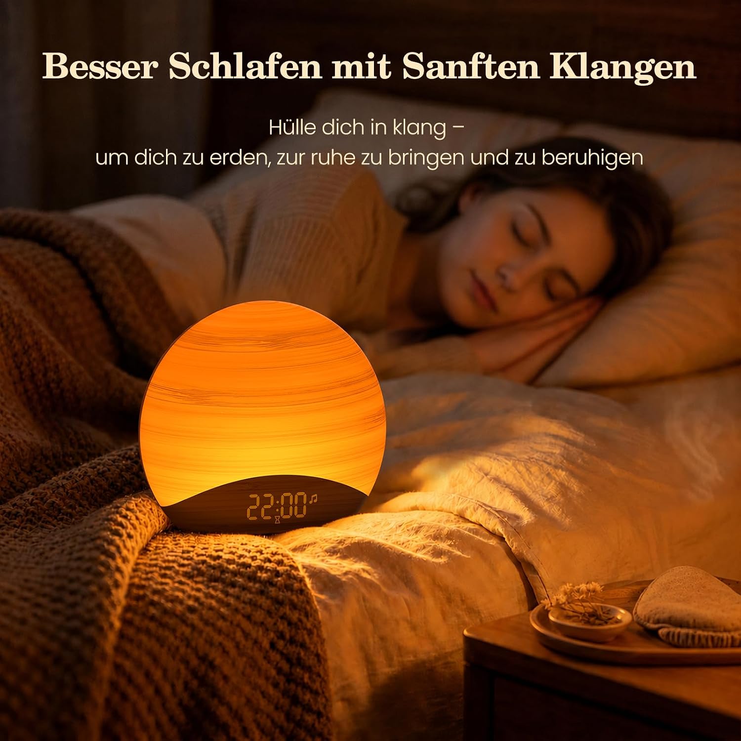 Detalle 2 de REACHER Lichtwecker Sonnenaufgang mit Nachtlicht, 0–100% dimmbar, 26 beruhigende Klänge