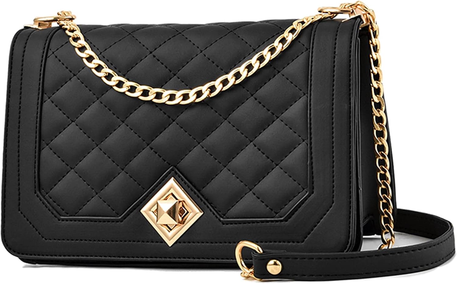 Detalle de Travistar Damen Umhängetasche klein mit Ketten-Schulterriemen (Crossbody) – 23 x 15 x 9 cm