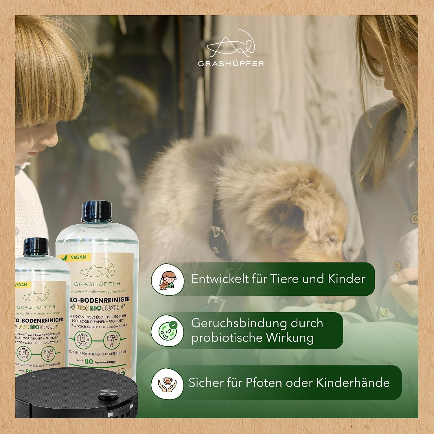 Detalle de GRASHÜPFER Probiotischer Wischroboter Reiniger 1000 ml