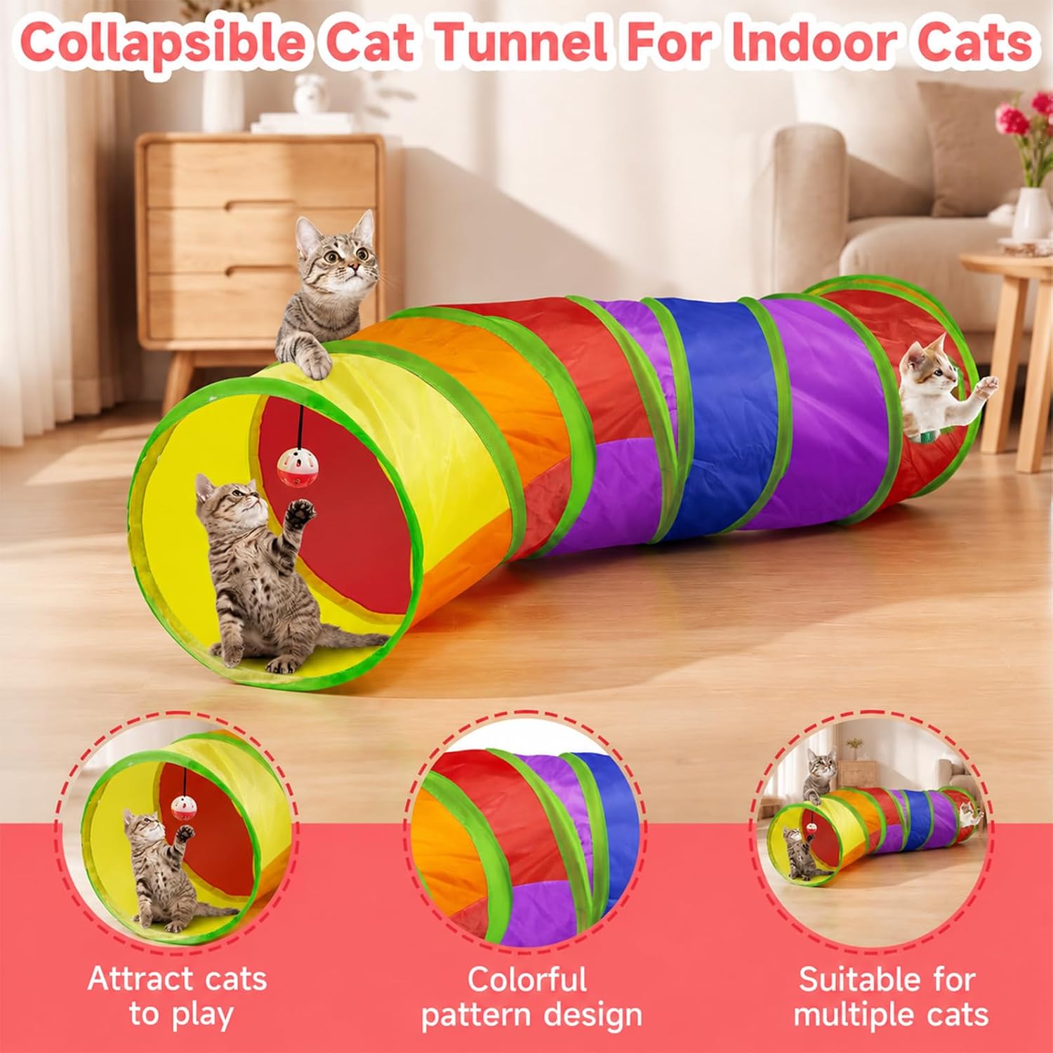 Thumbnail 6 de AILUKI N-RAINBOW-33 Cat Toy Set, 33 Pieces with 48.8-Inch Tunnel