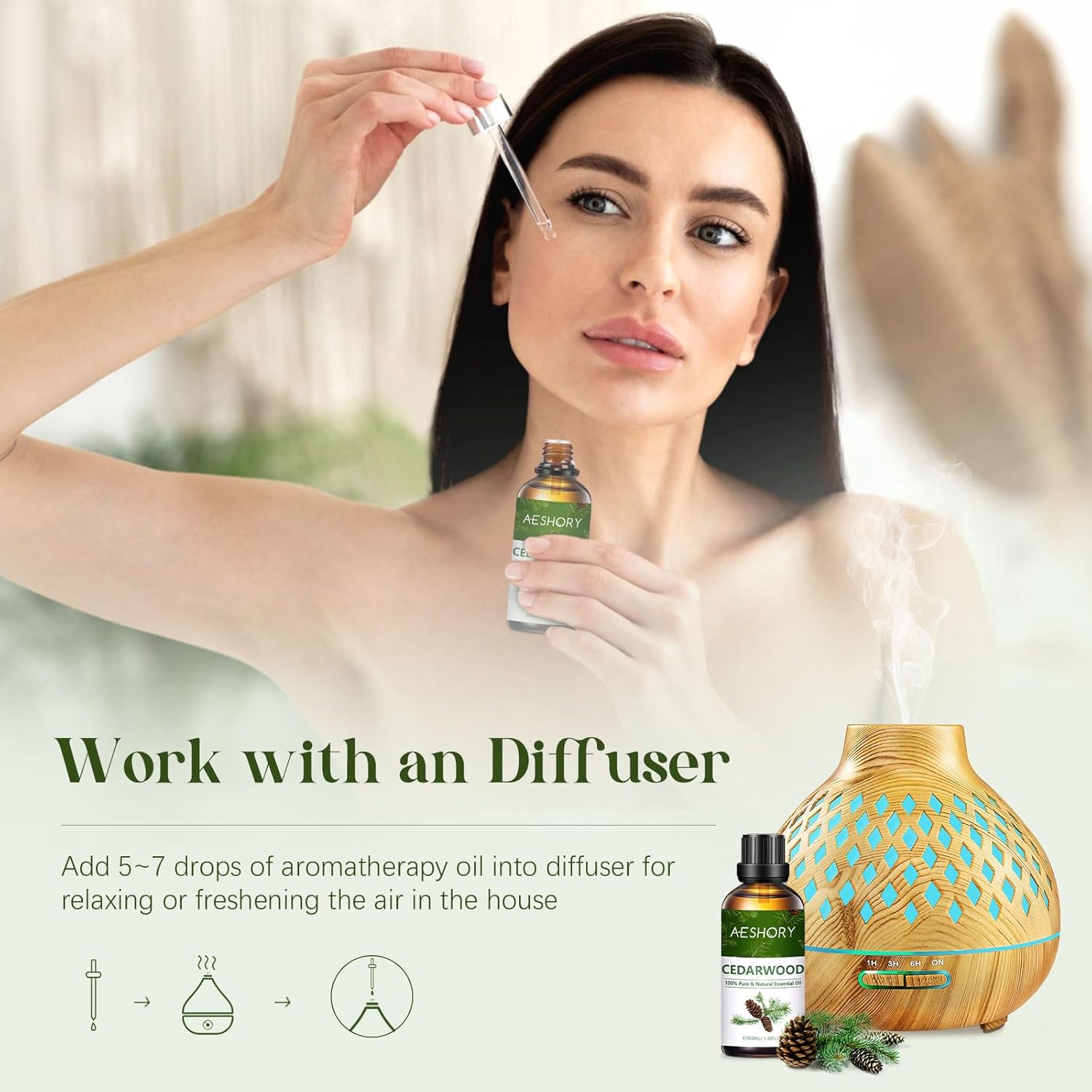 Thumbnail 4 de AESHORY Cedarwood Essential Oil 100ml (100% pure cedarwood oil) for diffusers, aromatherapy and DIY