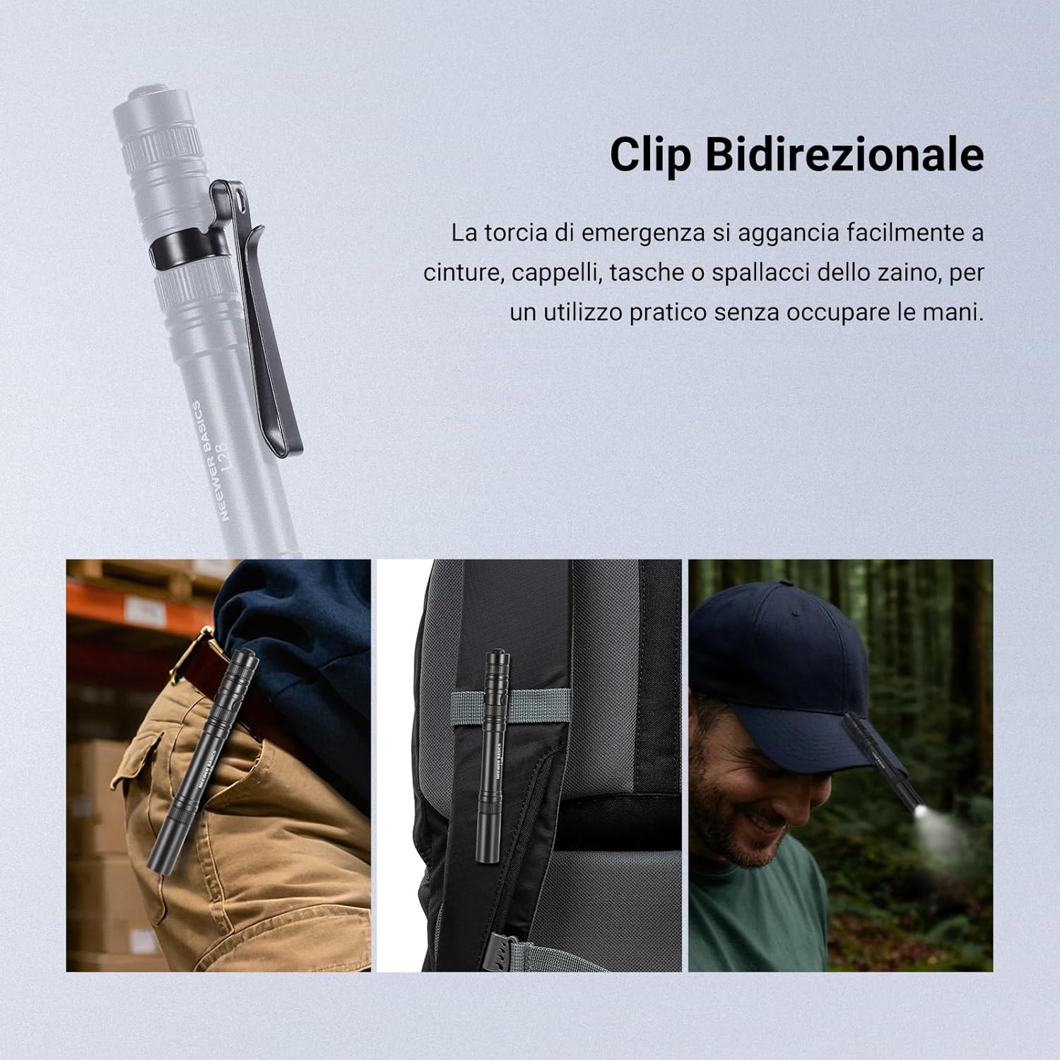 Thumbnail 6 de NEEWER BASICS Torcia EDC 5W 121 lm con clip, 5 modalità e batteria AAA (IP44)