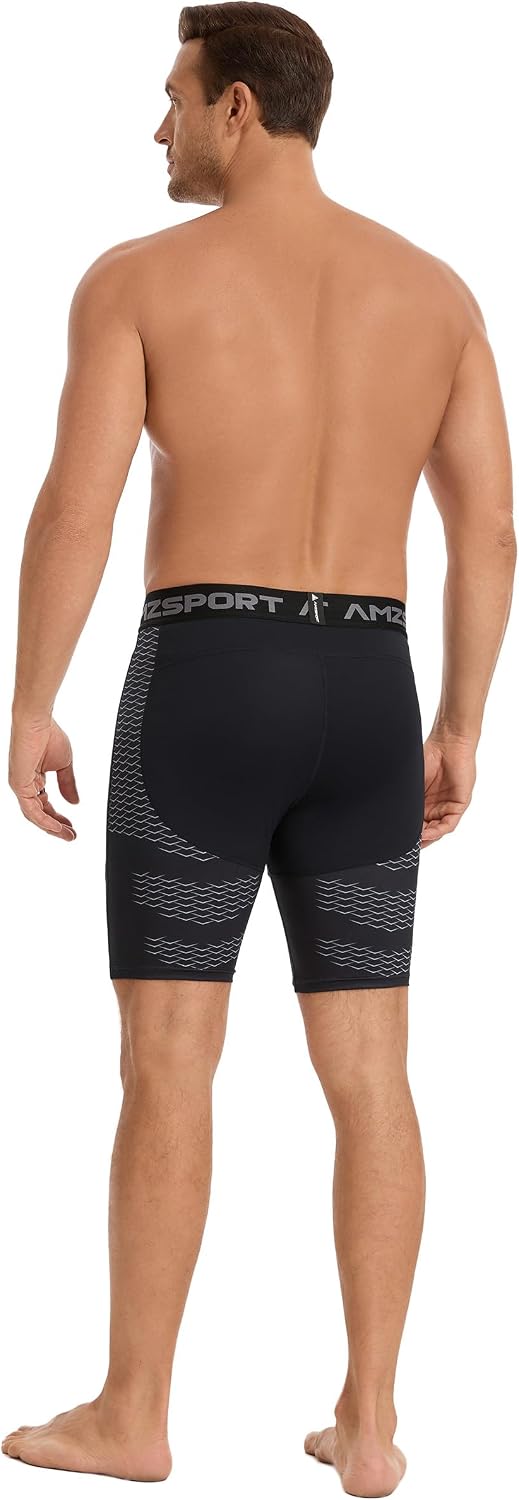 Detalle de AMZSPORT set 1/2/3 pantaloncini da compressione uomo per palestra e running