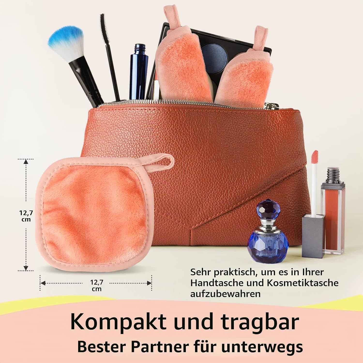 Detalle 2 de HOMEXCEL Mikrofaser-Abschminktuch Rosa – Wiederverwendbar, ultrasanft, 12 Stück (5 x 5 Zoll)