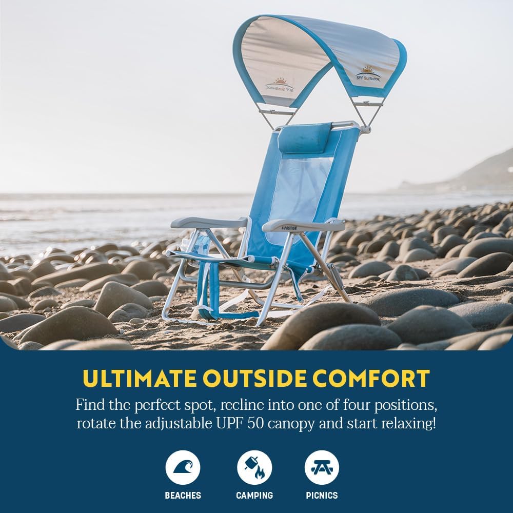 Thumbnail 3 de GCI Outdoor Sunshade Backpack Beach Chair | Reclining Folding Canopy Chair with Durable Armrests & Carry Straps