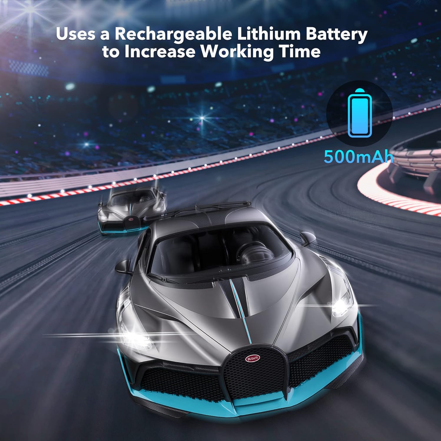 Detalle 2 de MIEBELY Bugatti Divo 1/16 Scale RC Car (2.4Ghz, 12Km/h) with Headlight, Proportional Trigger Control