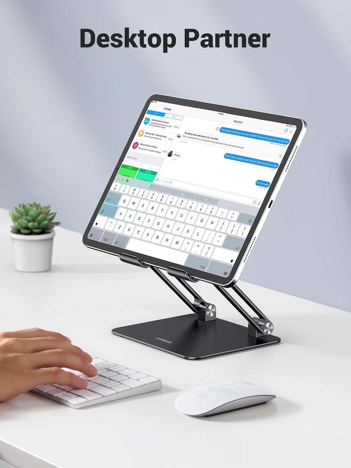 Detalle de UGREEN 15164 Adjustable Tablet Stand, Foldable Aluminium Desk Holder