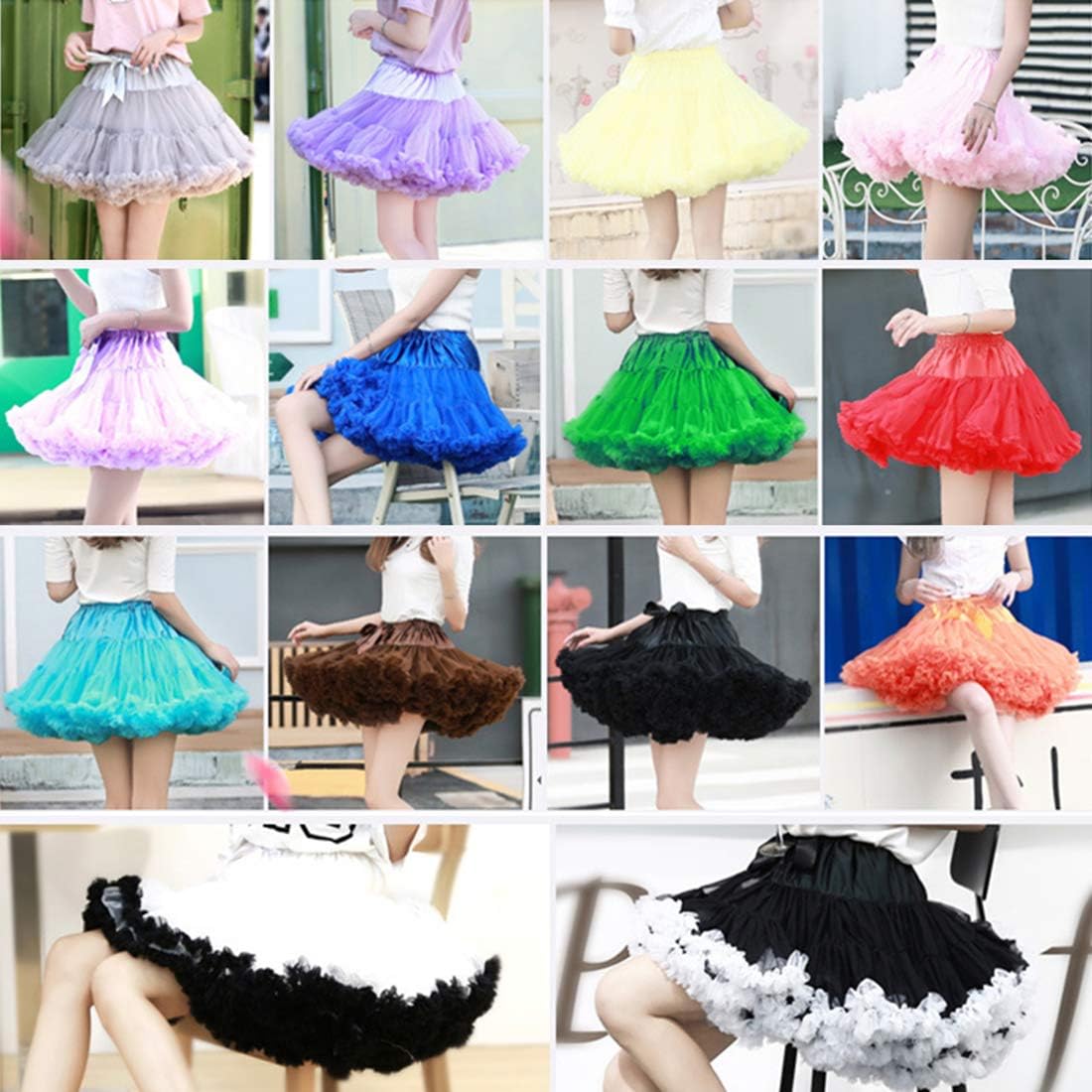 Thumbnail 1 de Colyanda 3-Layered Pleated Tulle Petticoat Tutu Skirt, 15.7-Inch