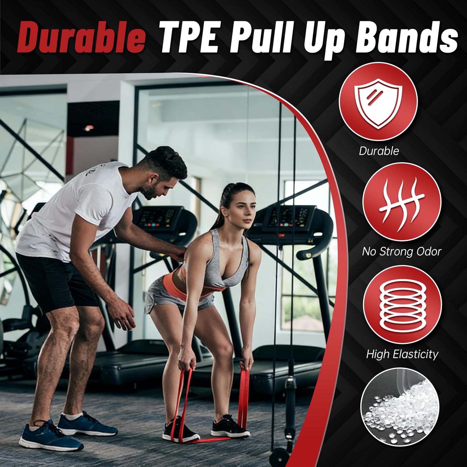 Detalle de Resistance Bands for Working Out: 4-Level Pull Up Assistance Bands (5–85 lbs) for Full-Body Training