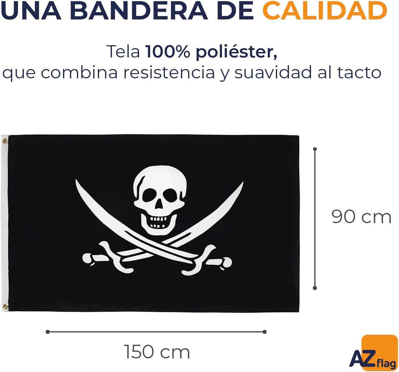 Detalle de AZ FLAG Bandera Pirata Jack Rackham 150x90cm 🏴☠