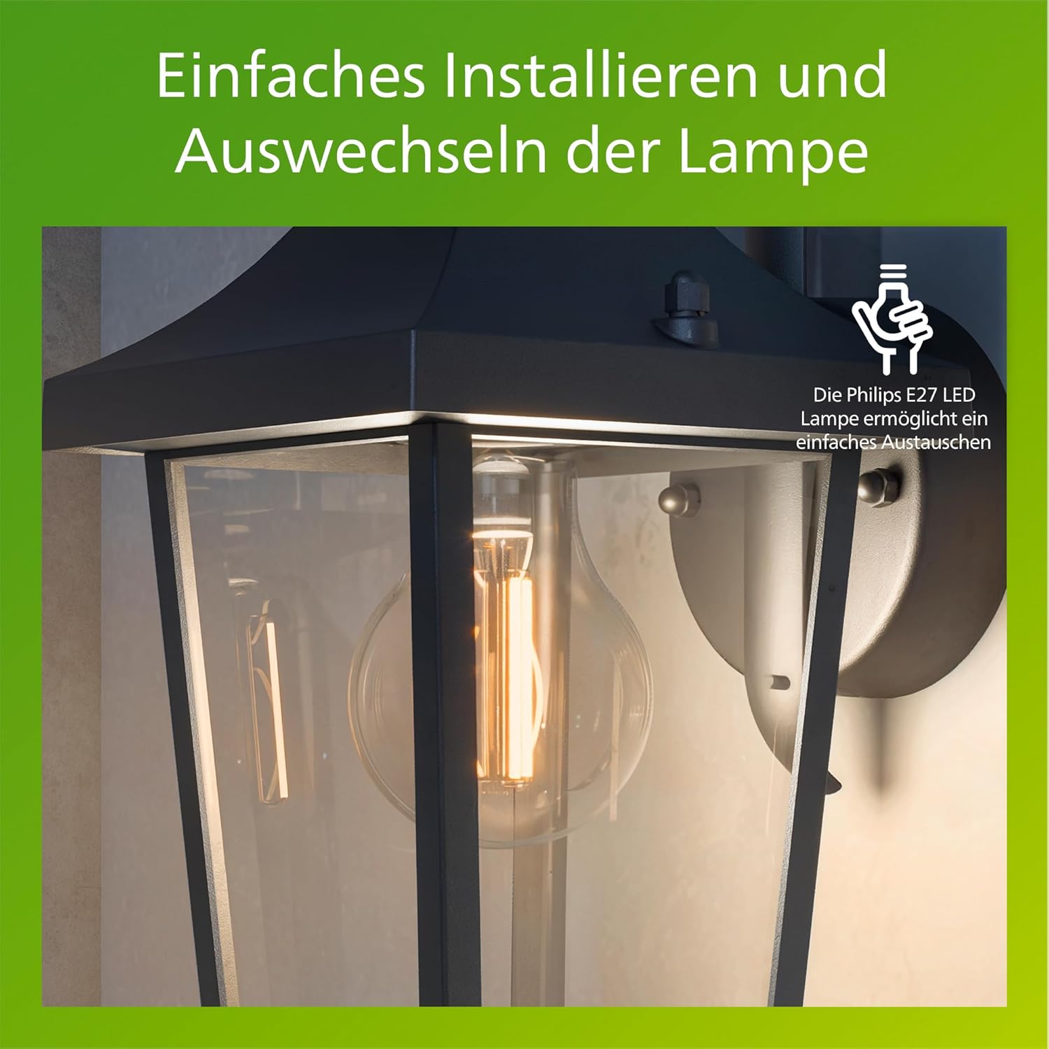Thumbnail 3 de Philips Buzzard Außenwandleuchte – E27, IP44, schwarz
