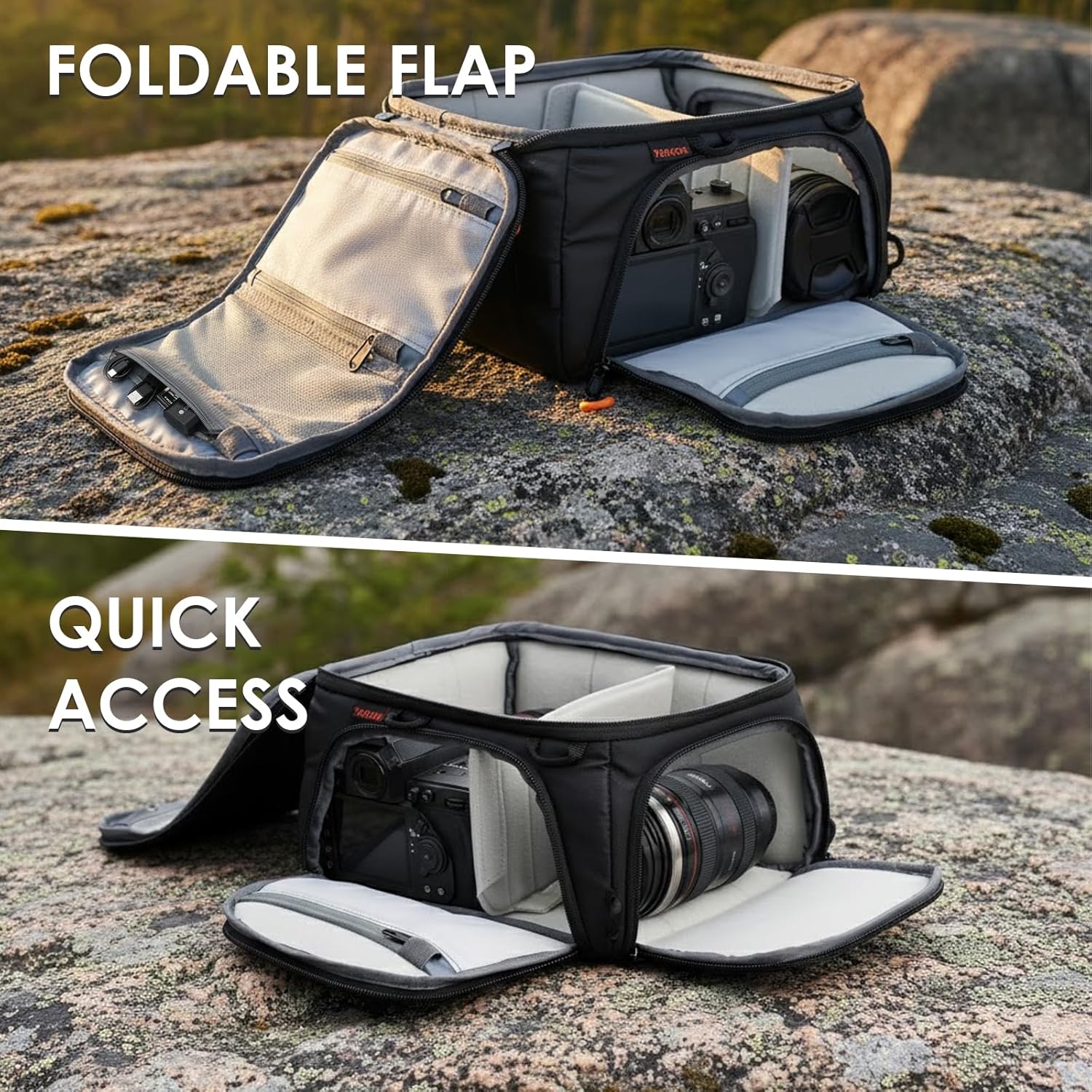 Detalle 2 de TARION ShellCore S Padded Camera Bag Insert — Protective Small Camera Cube with Quick Access & Metal Frame