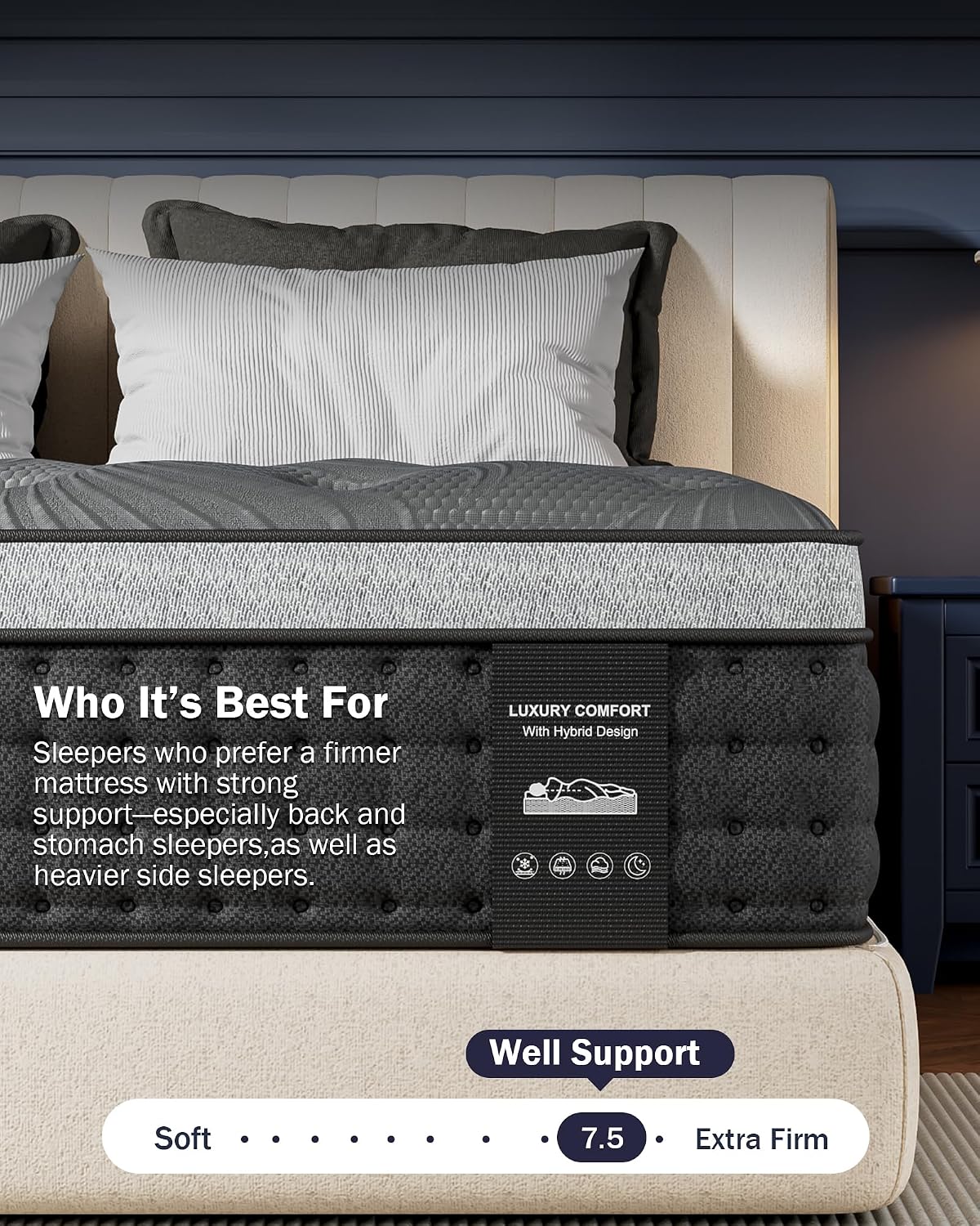 Thumbnail 6 de REGOSS RG12M-14 Queen-Firm-1 14-Inch Firm Hybrid Queen Mattress