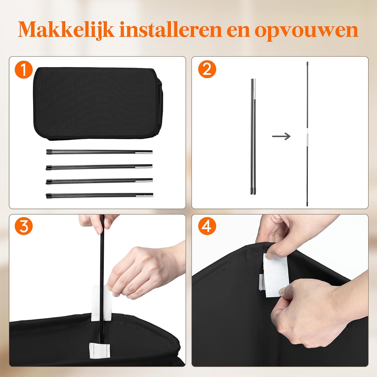 Detalle de Lifewit 24017 smalle wasmand 65 liter met deksel, inklapbaar, zwart