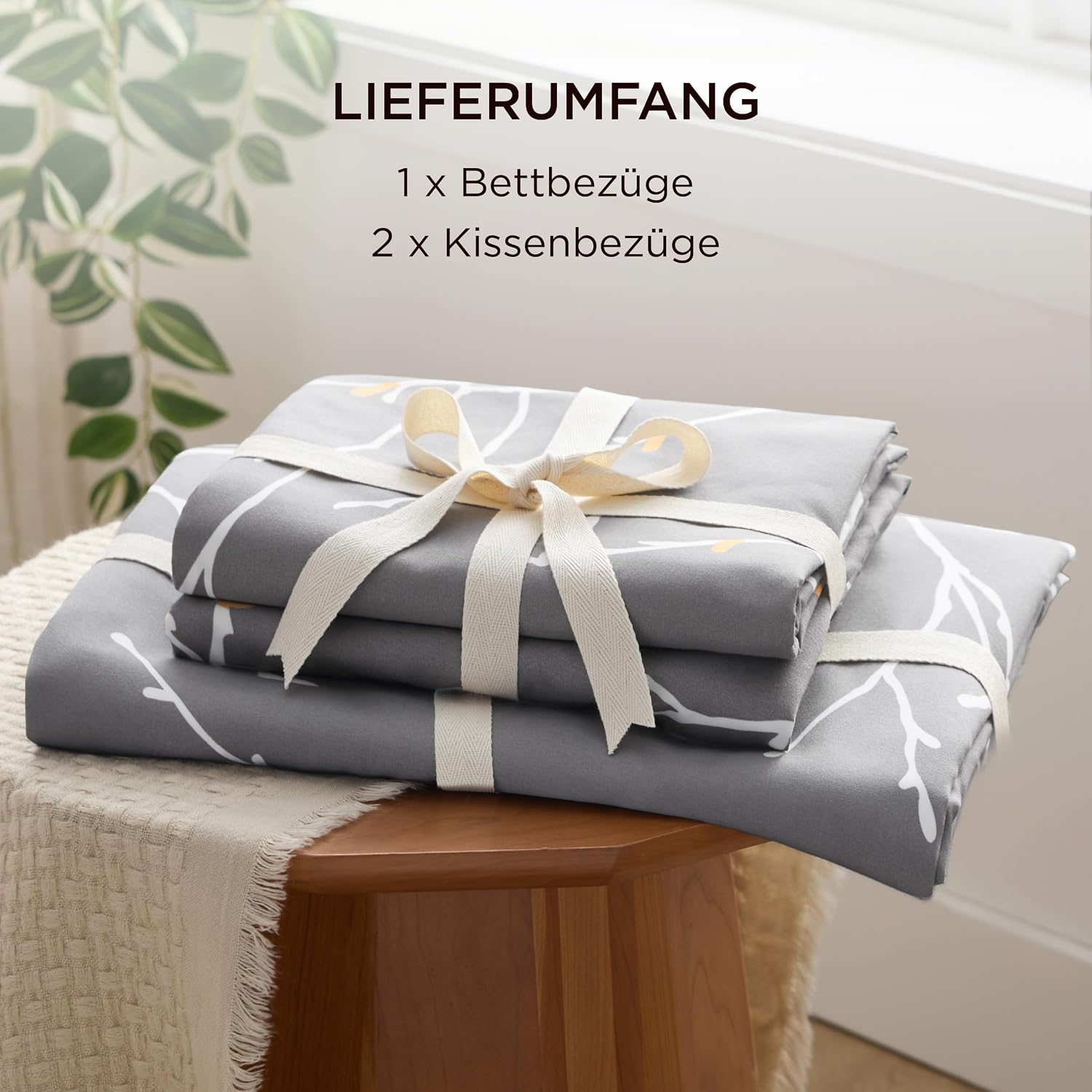 Thumbnail 6 de BEDSURE Bettwäsche 155x220 Wendebettbezug 3‑tlg