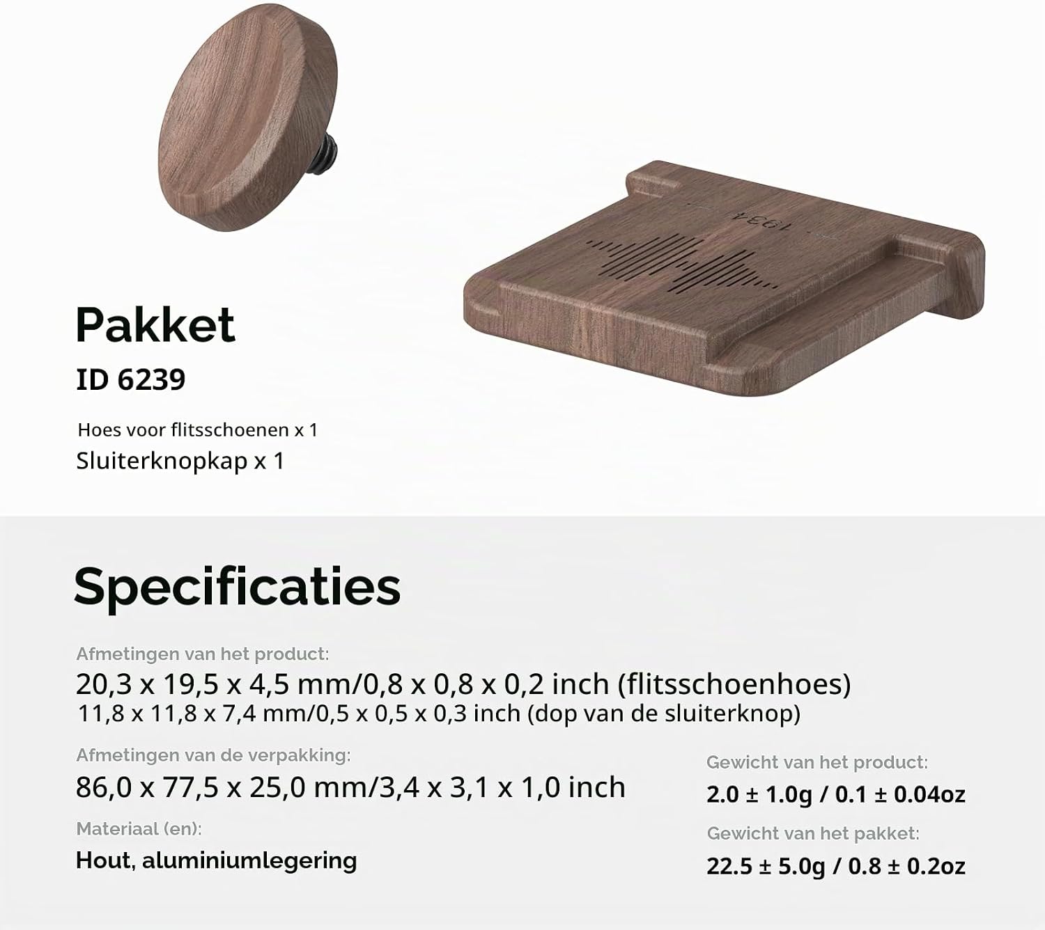 Thumbnail 6 de SMALLRIG 6239 walnoothouten flitsschoenkap met ontspanknopkapje voor Fujifilm