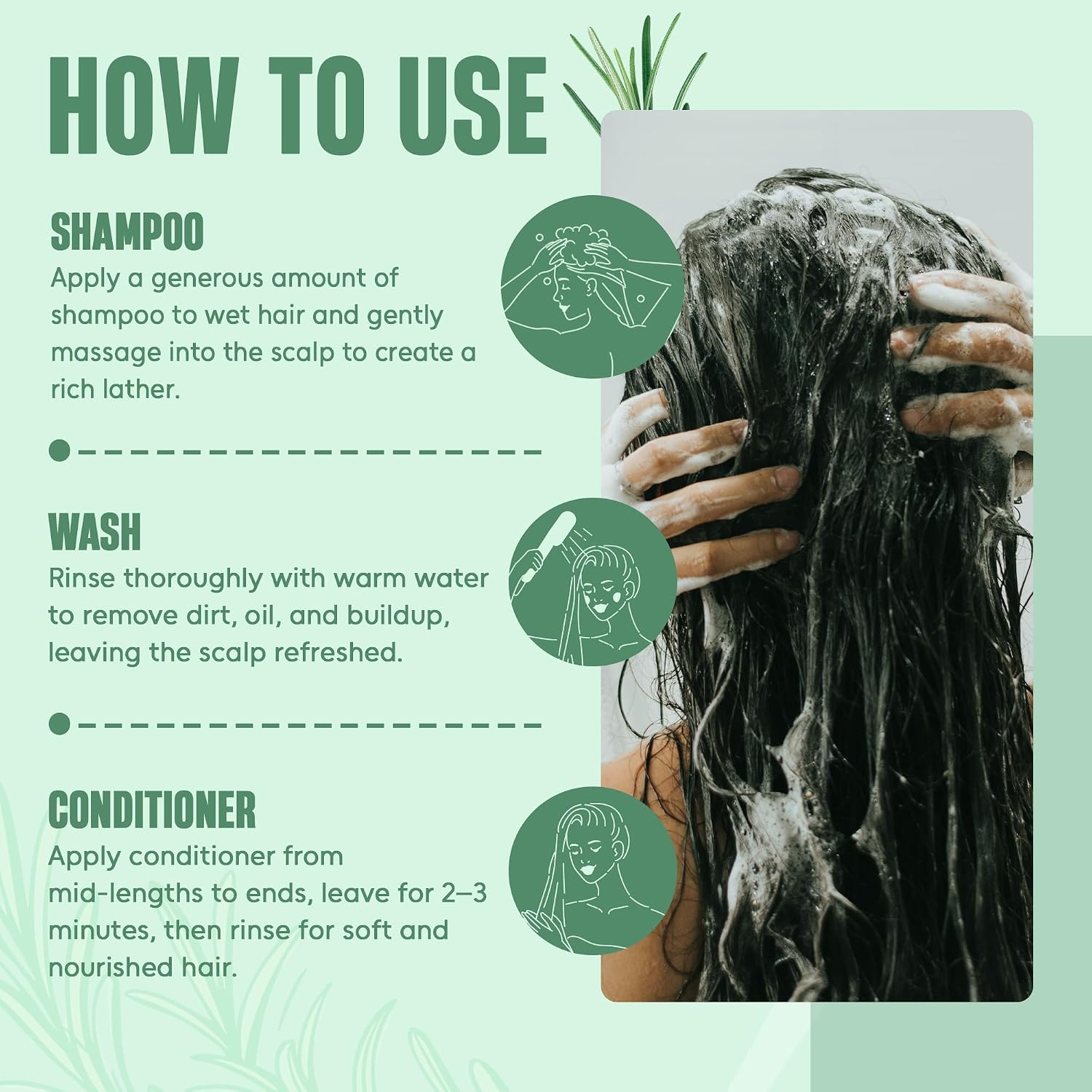 Thumbnail 4 de INFINA ESSENTIALS Rosemary Oil Shampoo & Conditioner Set with Batana Oil & Biotin (Sulfate-Free Thickening)