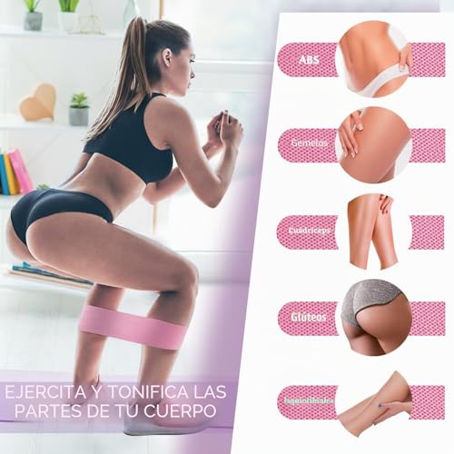 Detalle 2 de PLEASION Bandas Elásticas de Musculación (Set 5) con Antideslizante en Tela