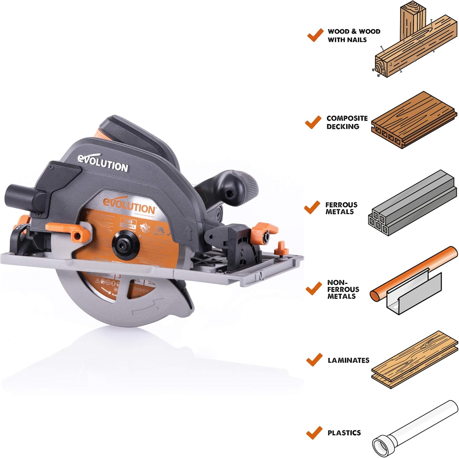 Thumbnail 1 de Evolution Power Tools R185CCSX Circular Saw with 1020 mm Track and 185 mm Blade (230V)