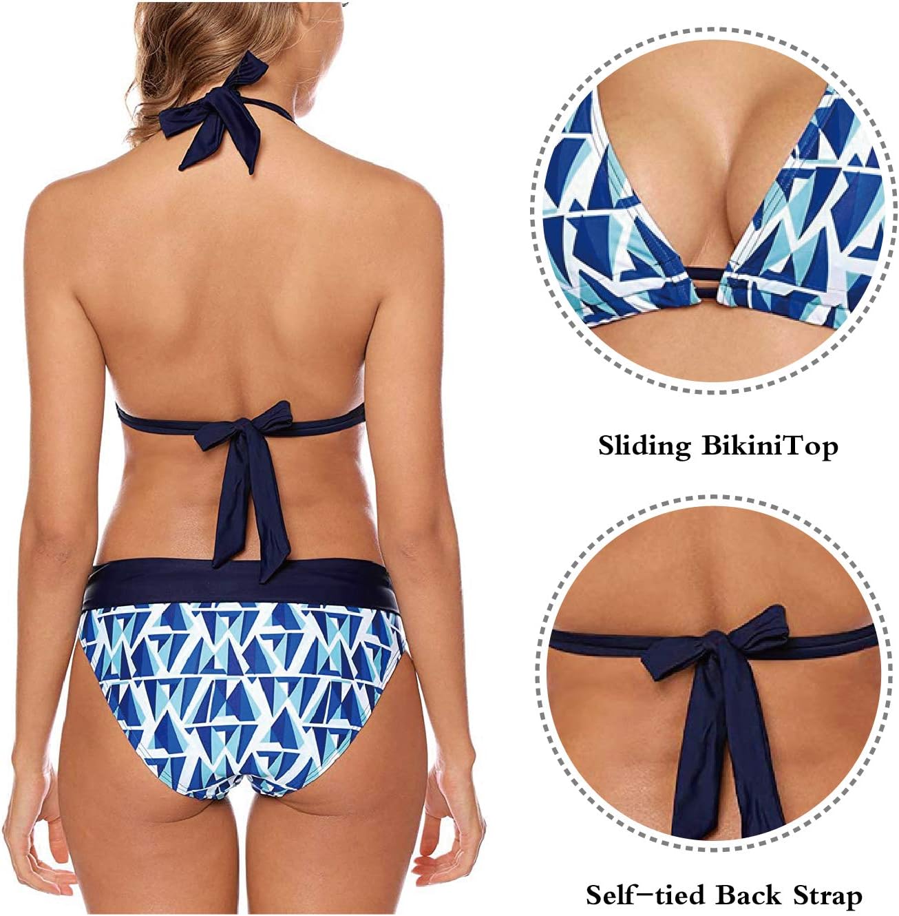 Detalle de Aidotop Damen Bikini Set Triangel Badeanzug – Zweiteiliger Strandbadeanzug mit verstellbarem Neckholder