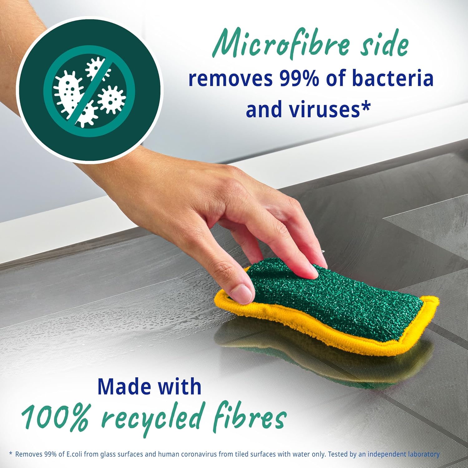 Thumbnail 5 de Spontex Flex & Wash Reusable Washing Up Sponges: Dual-Sided Microfibre Scrub for Everyday Cleaning