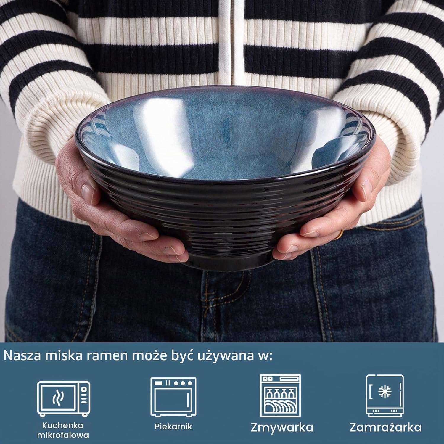 Detalle 2 de Auanlay ramen bowl – ceramiczne miski do ramenu 1200 ml, zestaw 2