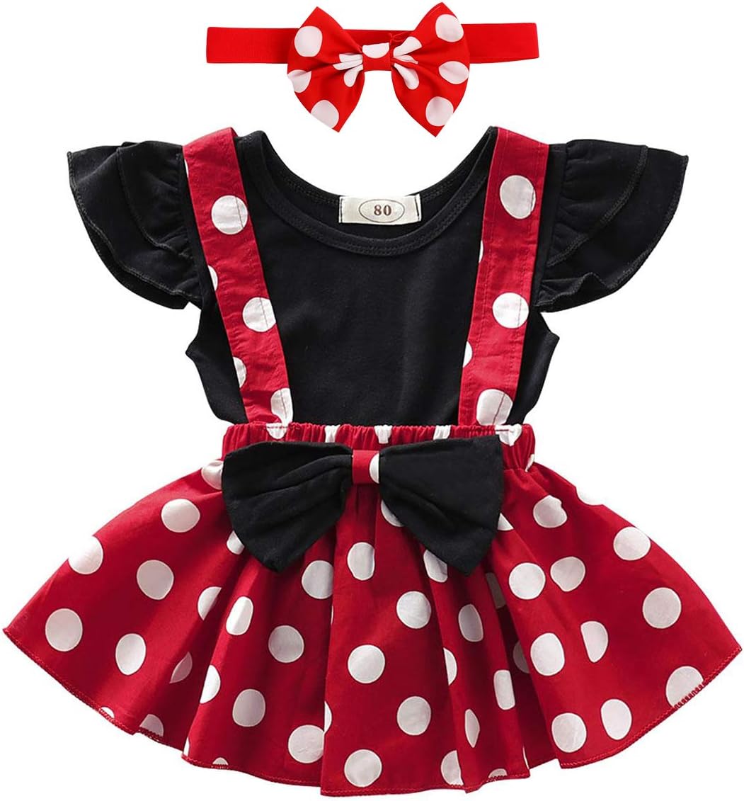 Detalle de IBTOM CASTLE Baby Girl Birthday Outfit with Polka-Dot Tutu Skirt and Bow Headband