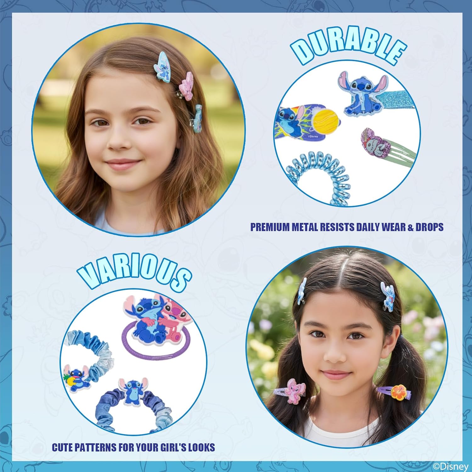 Detalle de Townley Girl Stitch Hair Accessory Set for Girls (22-Piece Clips, Ties, and Scrunchies)