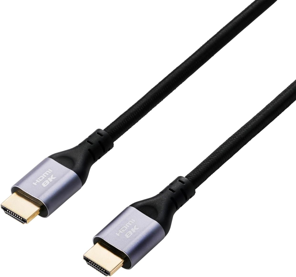 Detalle de エレコム ECDH-HD21E20SBK HDMIケーブル 2m・8K/60Hz対応、ナイロンメッシュ・アルミコネクター