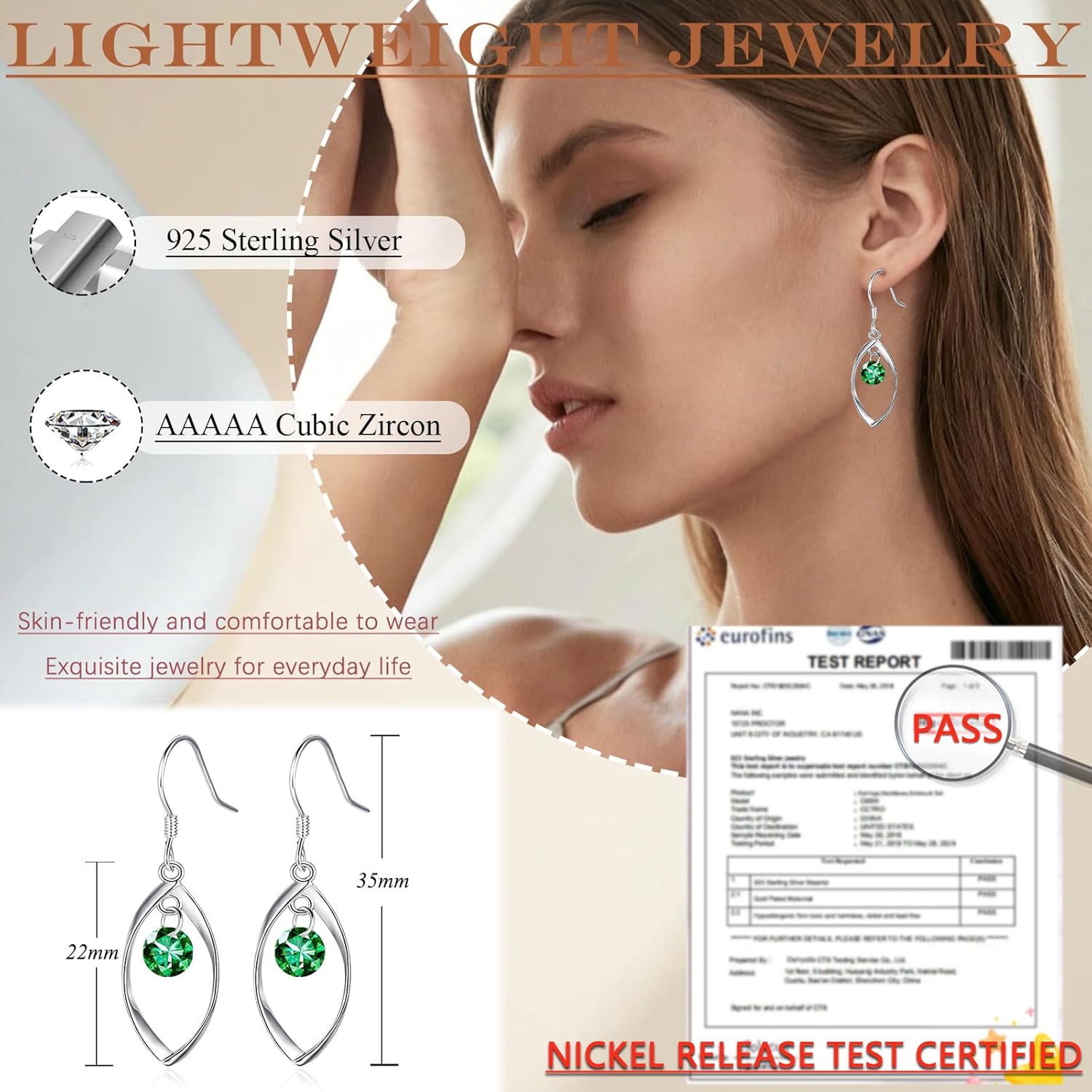 Detalle 2 de Zolkamery Schmuckset Silber 925 Damen – Twist Tropfen Ohrringe mit Zirkonia