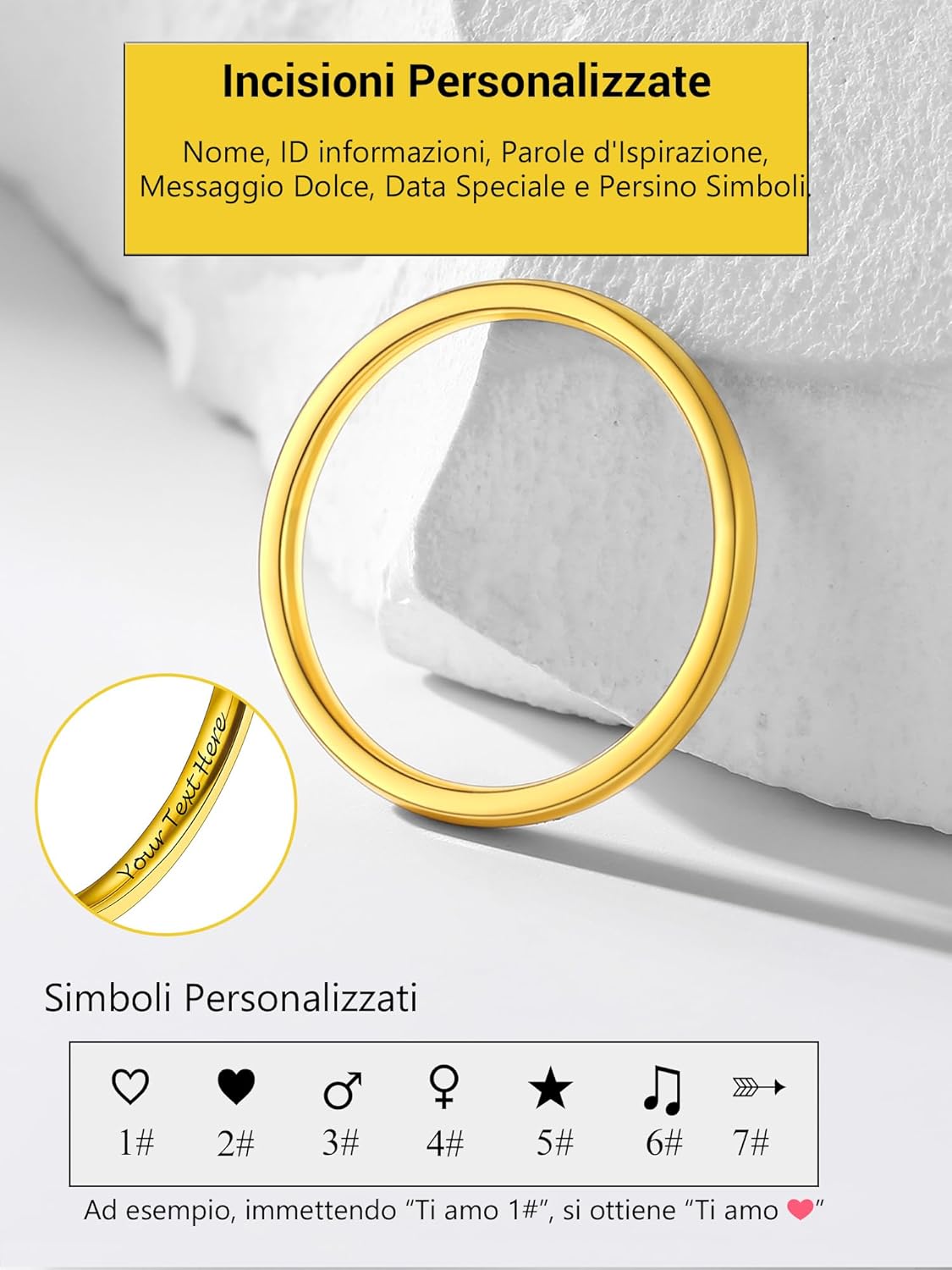 Thumbnail 5 de PROSTEEL anello uomo/donna classico in acciaio inox, incisione personalizzabile (oro 18K placcato o nero) con confezione regalo