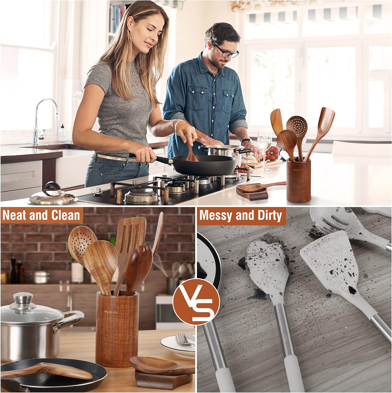 Thumbnail 4 de Mooues 9-Piece Teak Kitchen Utensil Set 🍽