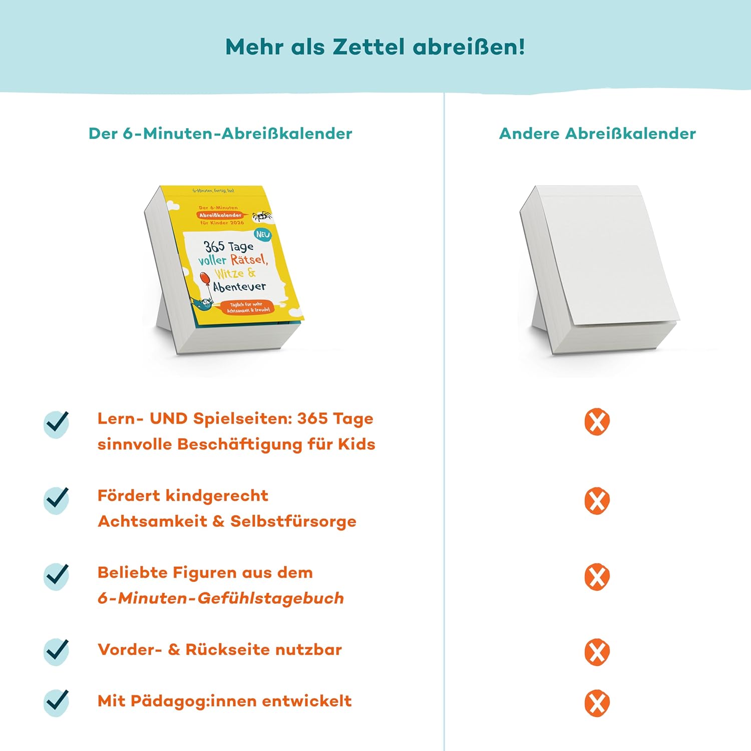 Thumbnail 5 de 6-Minuten Abreisskalender 2026 Kinder 365 📅
