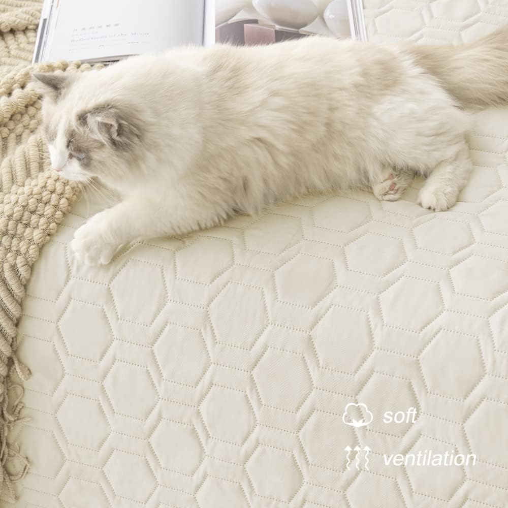 Detalle de Tcksstex Waterproof Dog Blanket Couch Cover, 52 x 82 in, Ivory