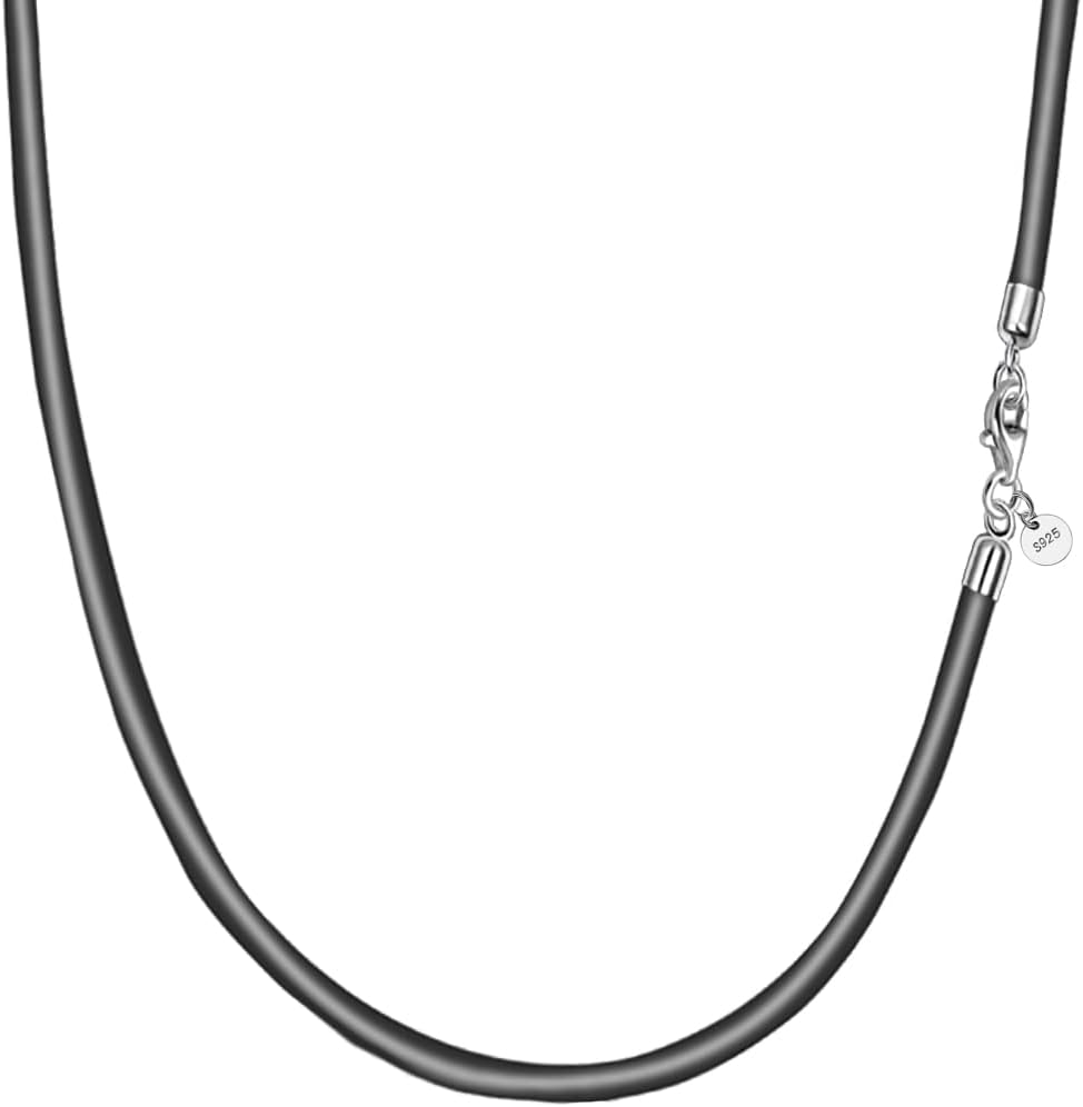 Detalle de Viwind Echtleder Halskette 2,5/3 mm breit - Unisex Schmuckkette aus Leder mit 925er Silberverschluss inkl. Geschenkbox