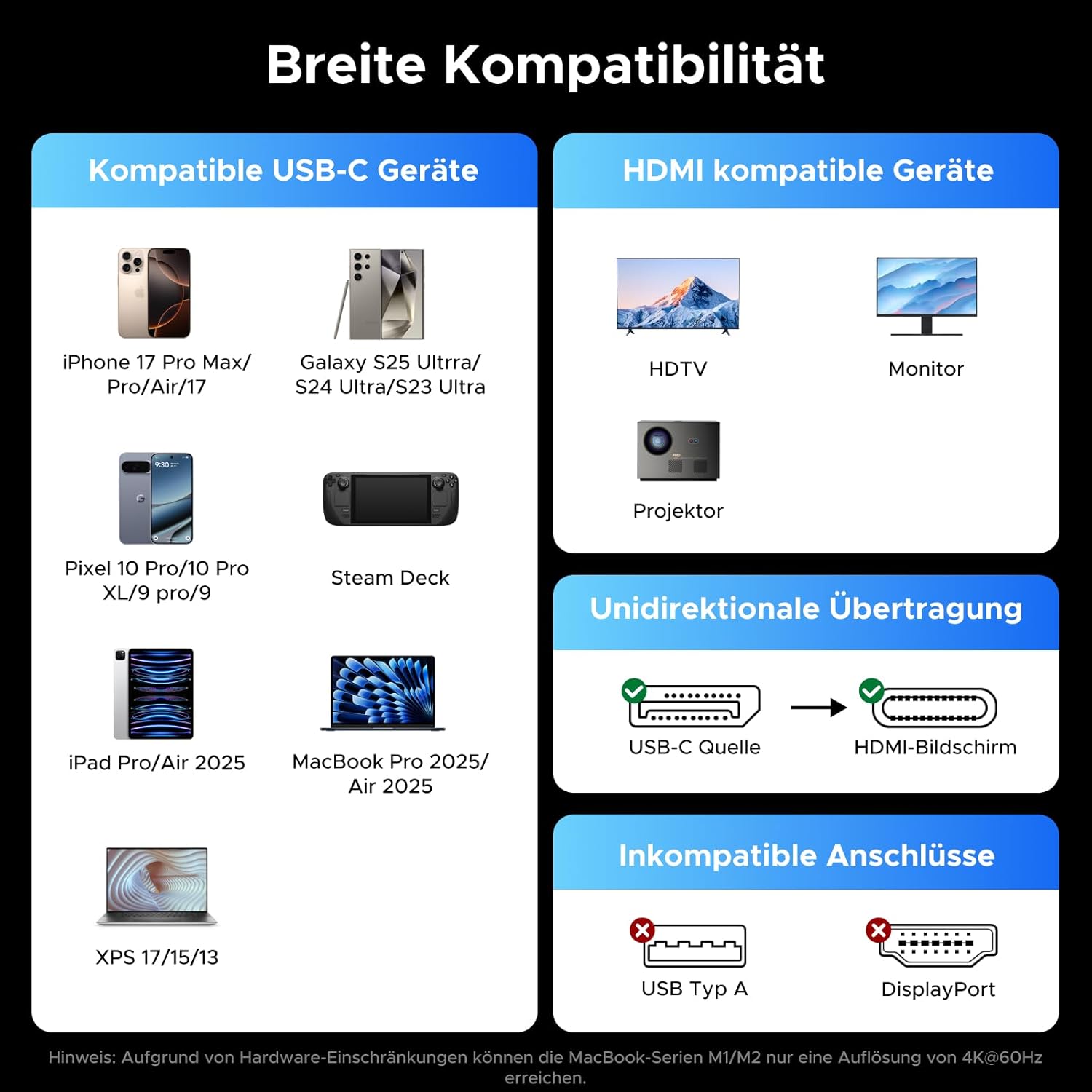 Detalle de UGREEN USB C auf HDMI Adapter mit HDMI 2.1 – 8K@60Hz, 4K bis 240Hz, Thunderbolt kompatibel