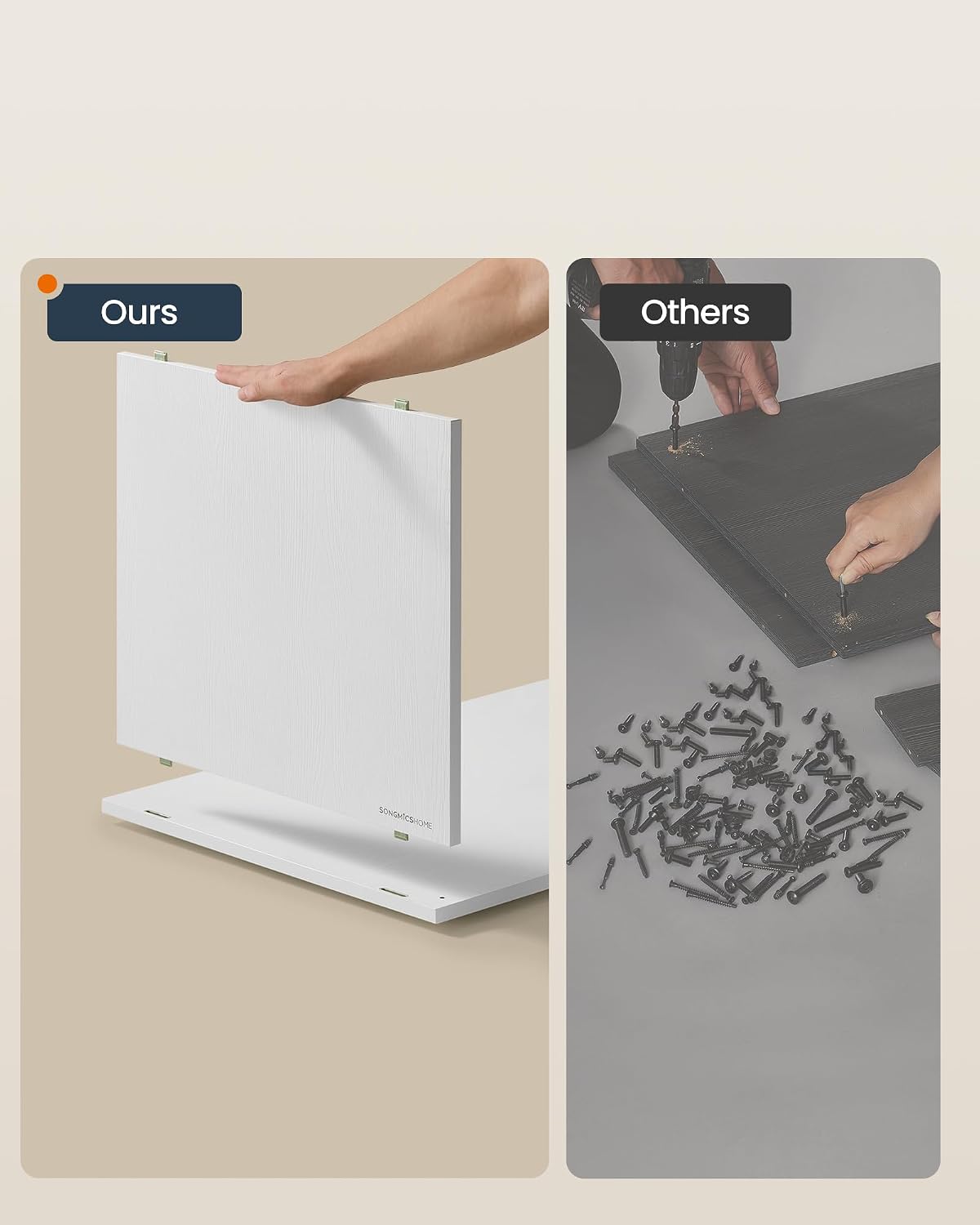 Detalle de SONGMICS HOME KADIN LBC228WE01 Shoe Cabinet, Tool-Free with 2 Flip Doors