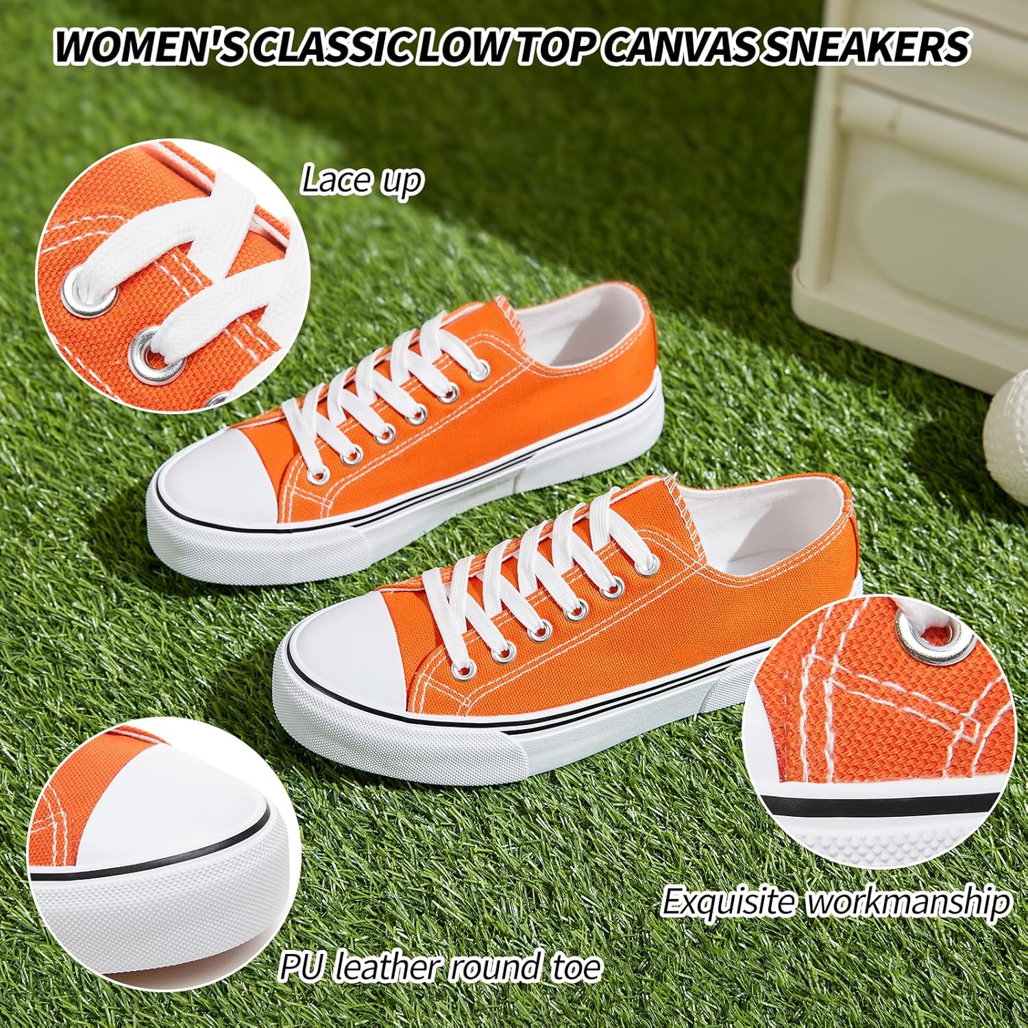 Detalle de Adokoo Canvas Women’s Low Top Sneakers: Timeless, Comfortable Everyday Wear