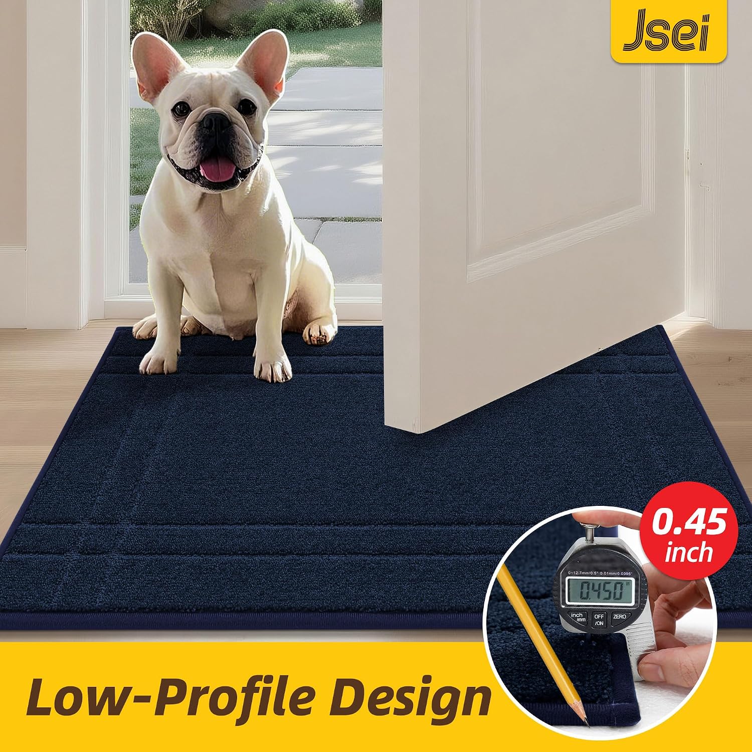 Thumbnail 6 de Tapis anti-salissures JSEI 60x90 cm bleu marine pour intérieur, antidérapant lavable en machine