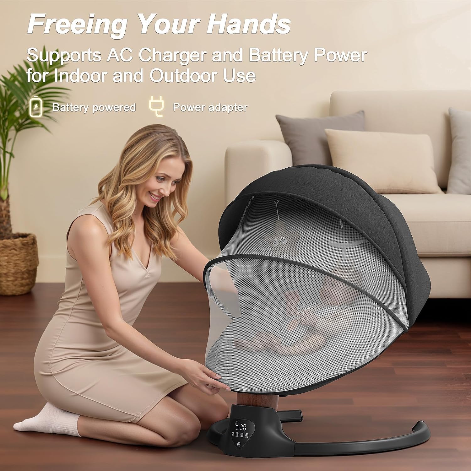 Thumbnail 6 de FasonBaby Electric Baby Swing with Bluetooth Music, 5 Speeds and Remote