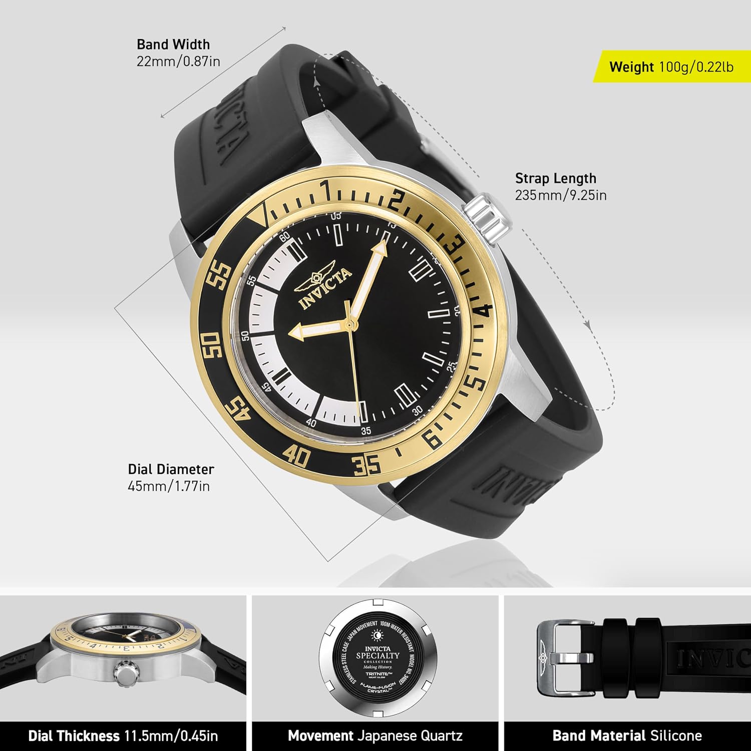 Detalle de Invicta Specialty Montre Homme 34097 — Mouvement à Quartz, Acier Inoxydable, 45 mm
