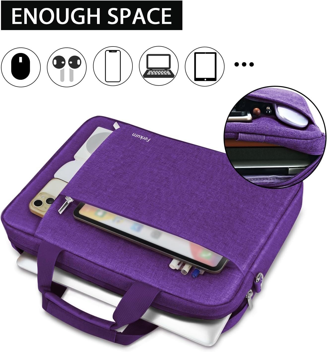 Thumbnail 3 de Ferkurn laptop bag case with detachable shoulder strap for 15.6–16 inch laptops