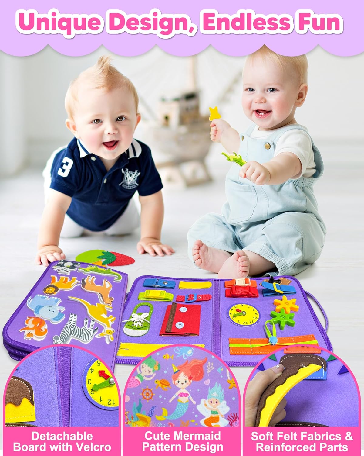 Thumbnail 3 de Exorany Busy Board Montessori Toys for Toddlers: 8-Page Sensory Learning Busy Book for Travel and Gift-Giving