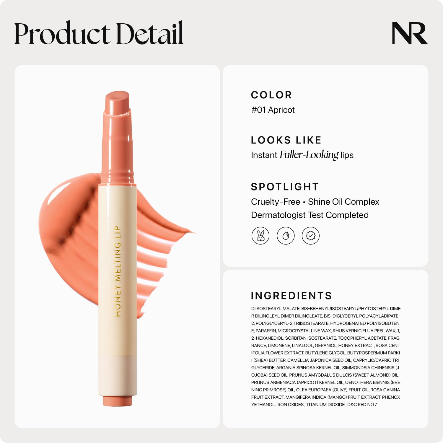 Thumbnail 6 de Nature Republic Honey Melting Lip (01 Apricot): Hydrating Lip Color & Gloss in One
