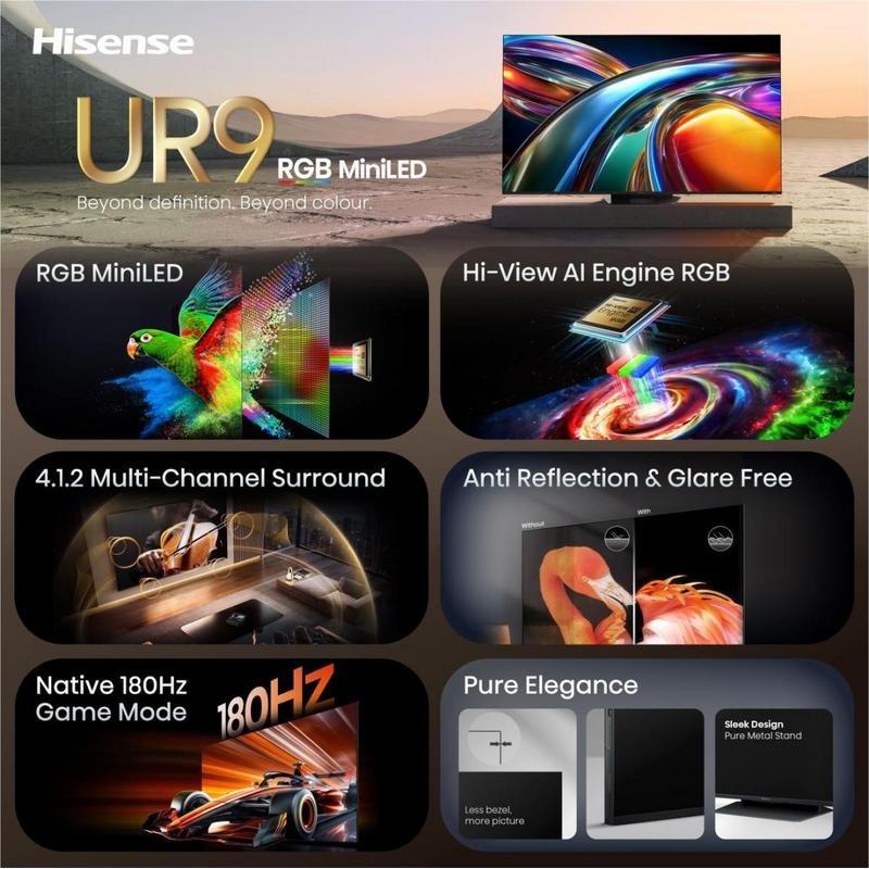 Thumbnail 1 de Hisense 85UR9S: TV Mini LED de 85" 4K con 180 Hz, HDR10+ y Dolby Vision para cine en casa y gaming
