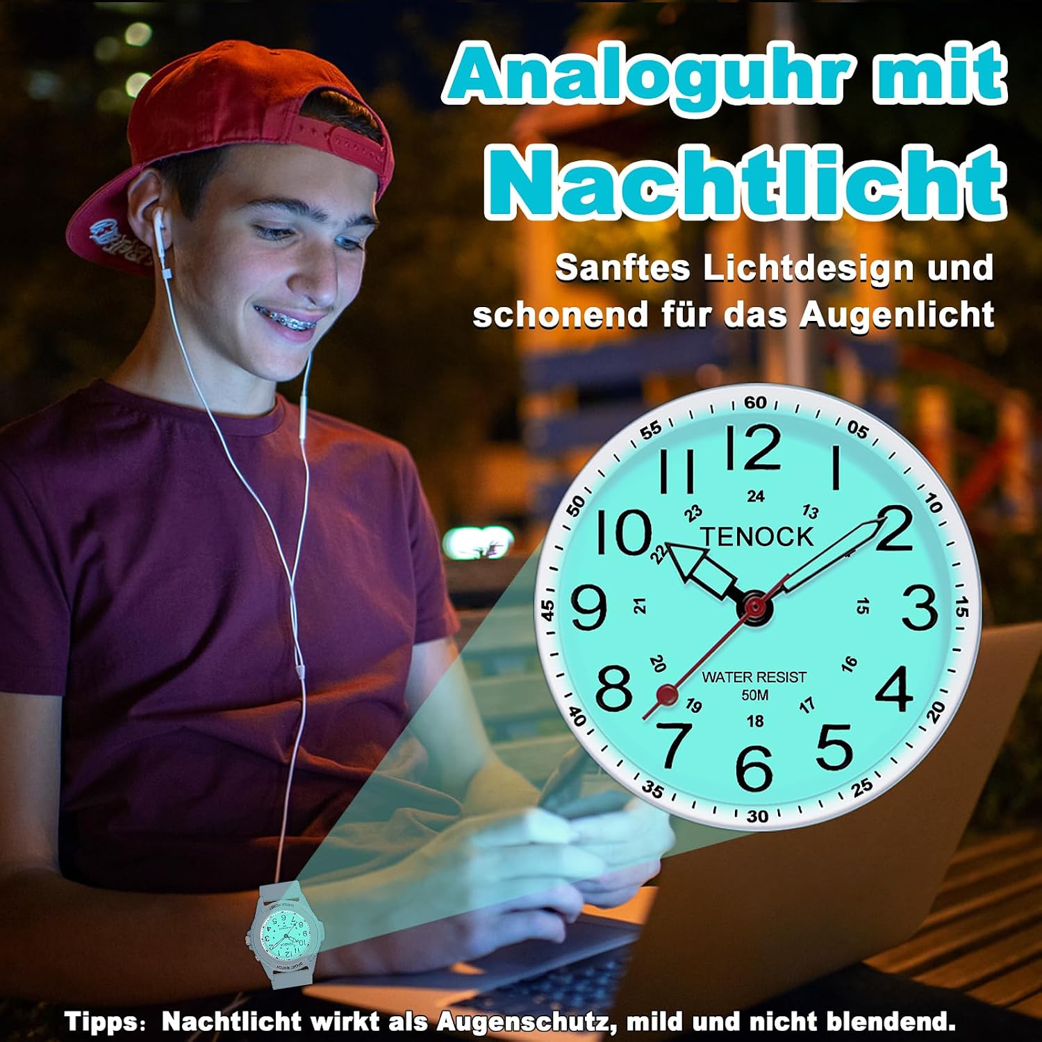 Thumbnail 2 de TENOCK Damen Sportliche Armbanduhr – Analoge Quarz-Uhr mit Nachtlicht, 50 m wasserdicht