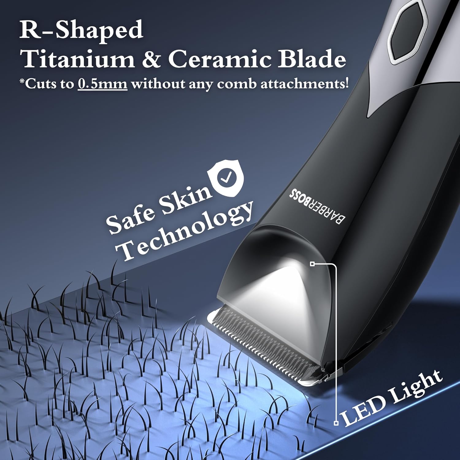 Detalle 2 de BarberBoss rasoio elettrico corpo uomo: tutto-in-uno per rasature precise e sicure
