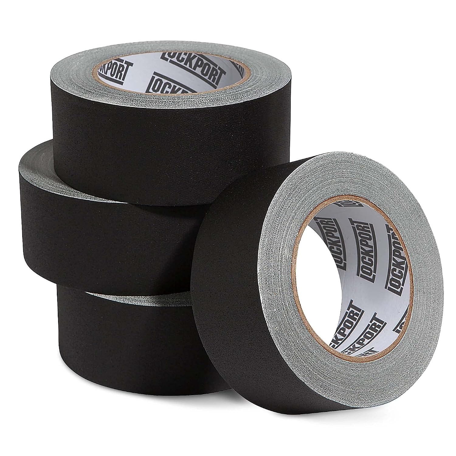 Detalle de Lockport Gaffers Tape, 2-Inch Black Matte Tape, 30 Yards, 4-Pack