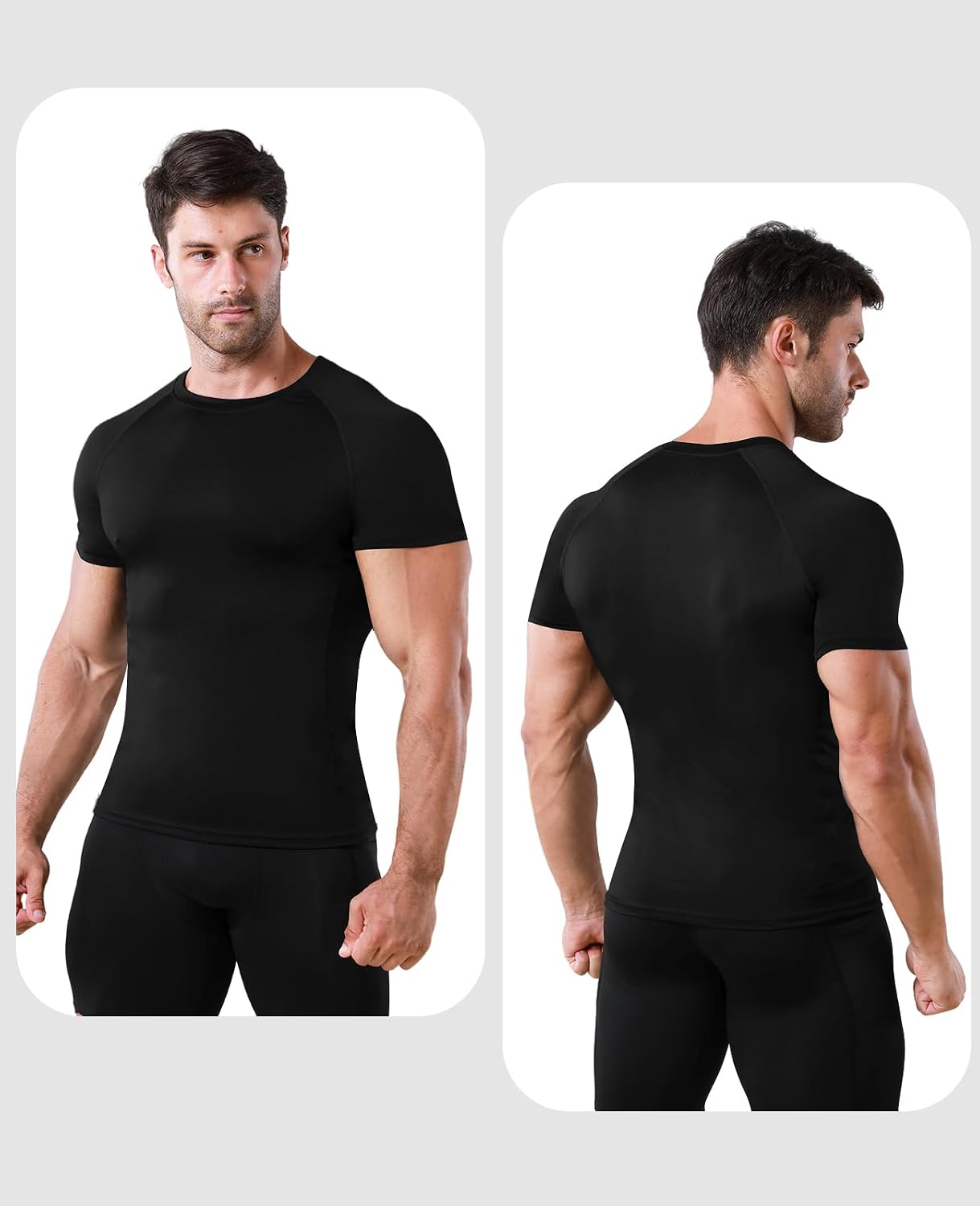 Detalle de Niksa Men's Compression T-Shirts – 1 or 2 Packs, Quick-Dry Base Layer for Gym