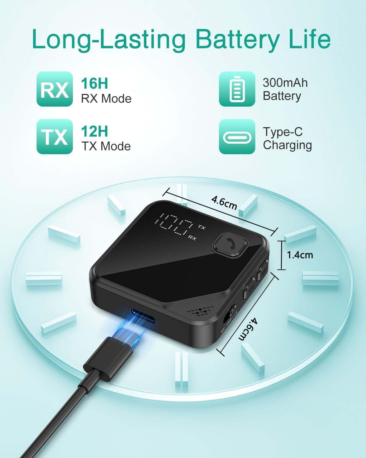 Thumbnail 6 de ORIA Bluetooth 5.4 2-in-1 Transmitter Receiver with LED Display
